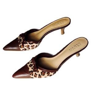 Leopard leather kitten heel mules 8